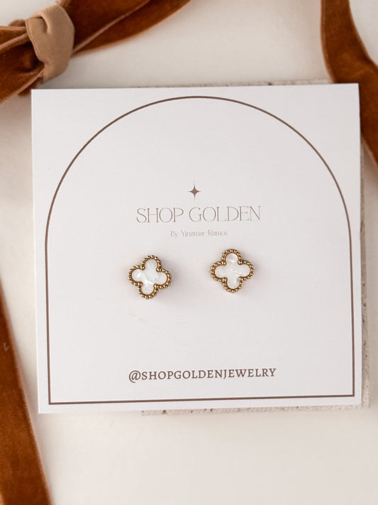 Clover White Studs